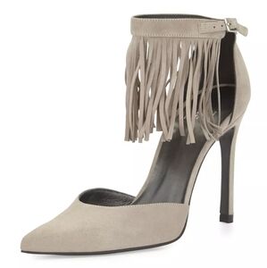 Stuart Weitzman Fringelica Suede Pointed Toe Pump 7.5